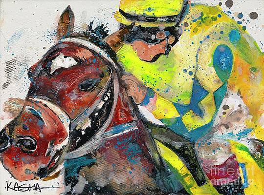 Hang Time - Horse and Jockey print on Giclee Canvas by Kasha Ritter
