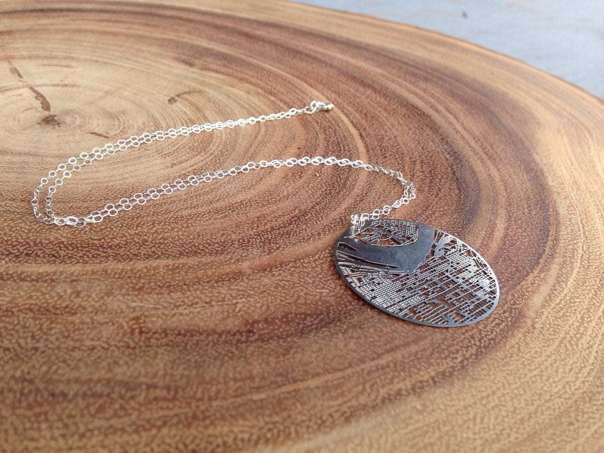 Gretchen Leachman - Etched Louisville Skyline Necklace – Revelry