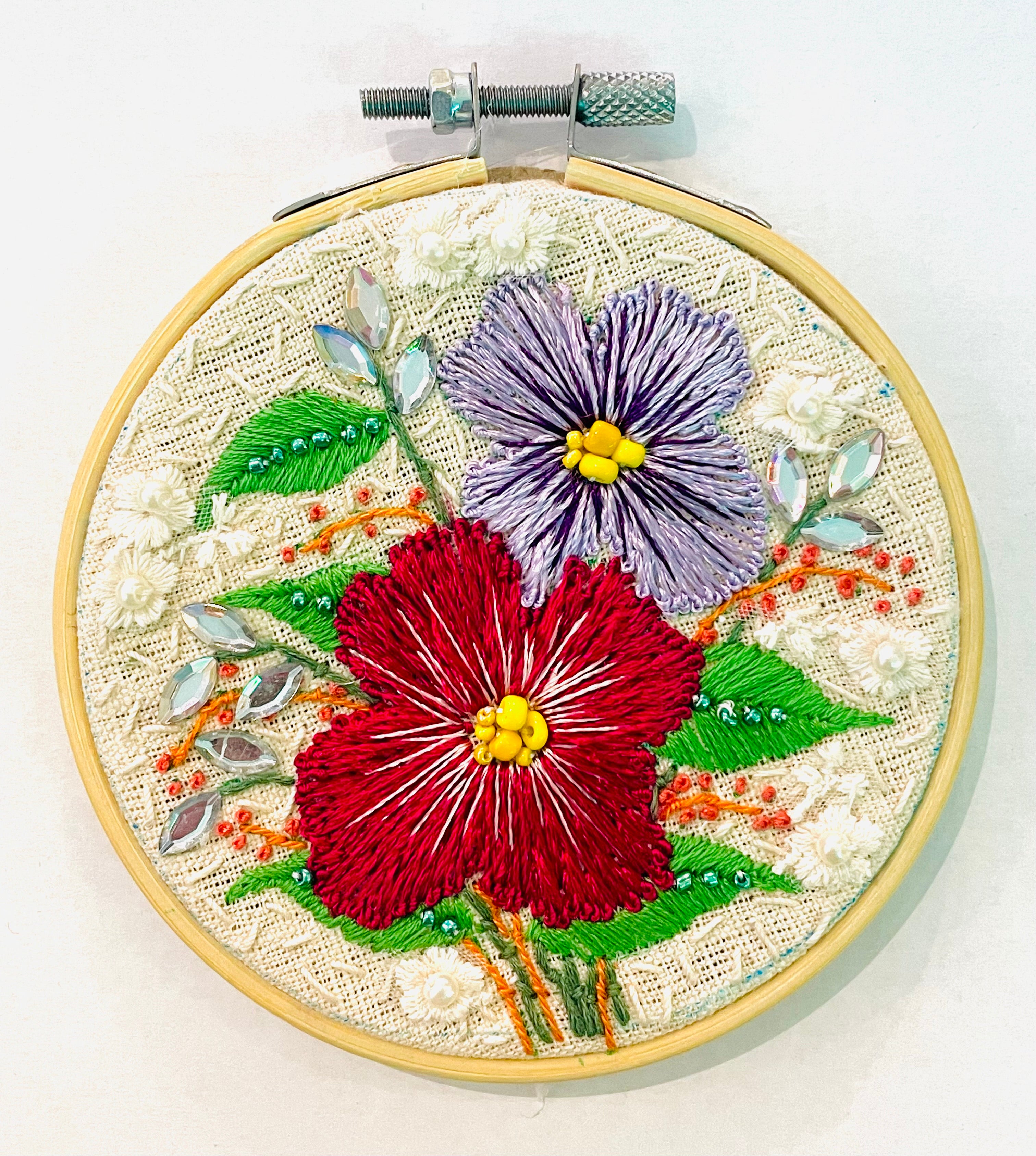 Gloria Ziegler - Original Floral Embroidery + Bead Hoops