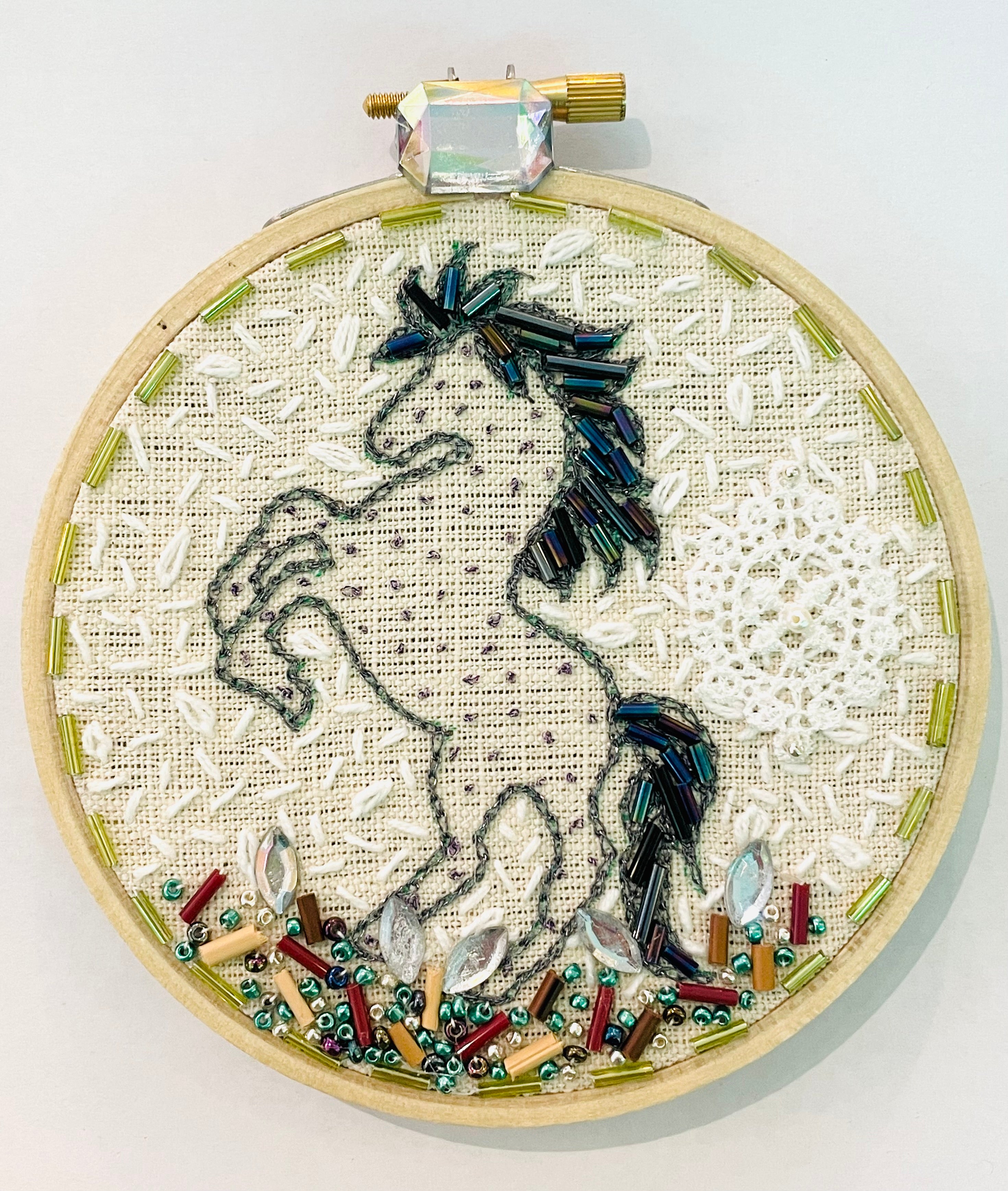 Gloria Ziegler - Original Horse Embroidery + Bead Hoops