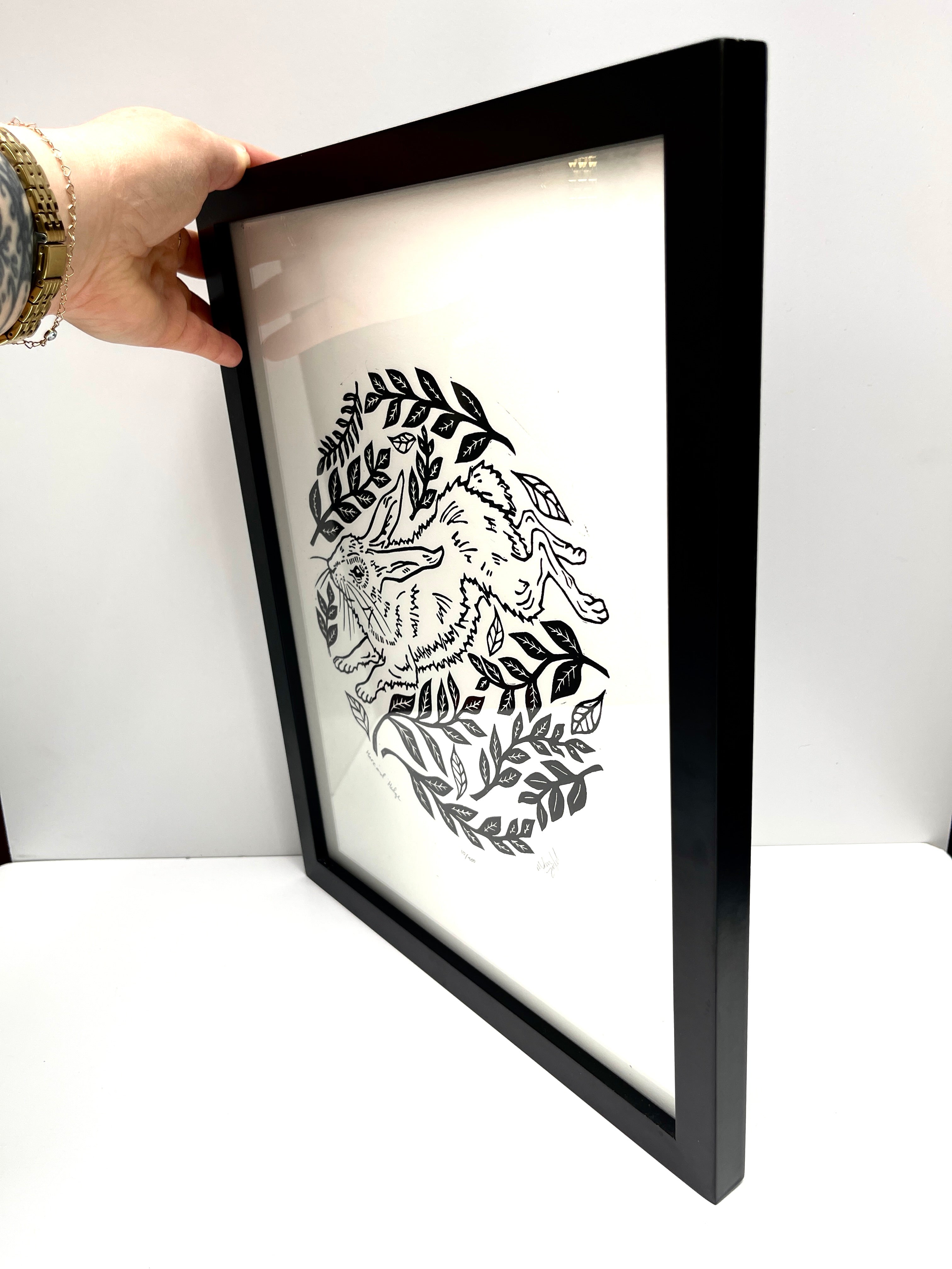 Fox Grove Art -Framed Hare and Hedge