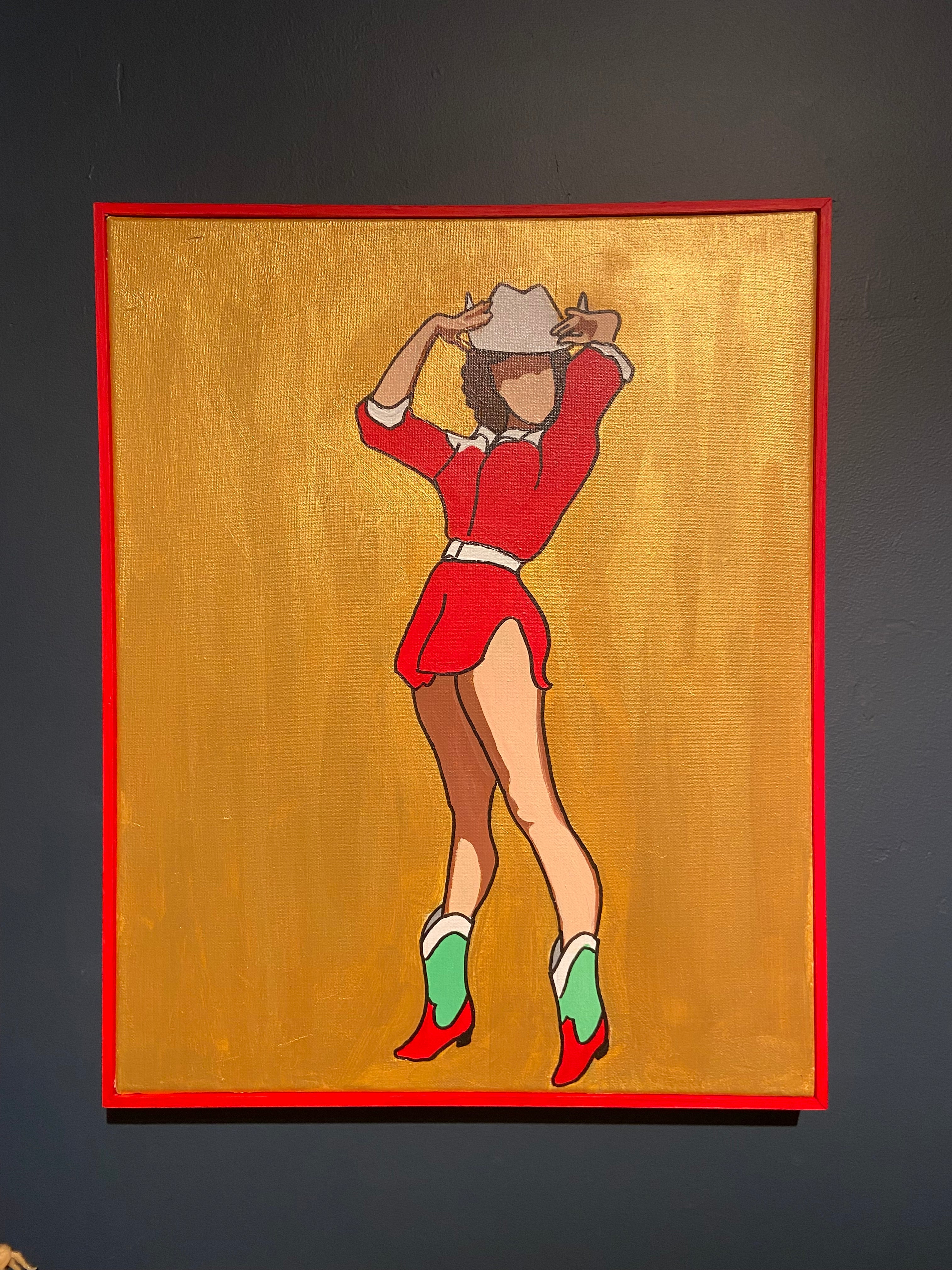 Tiny Art Lady- Gold Pin Up