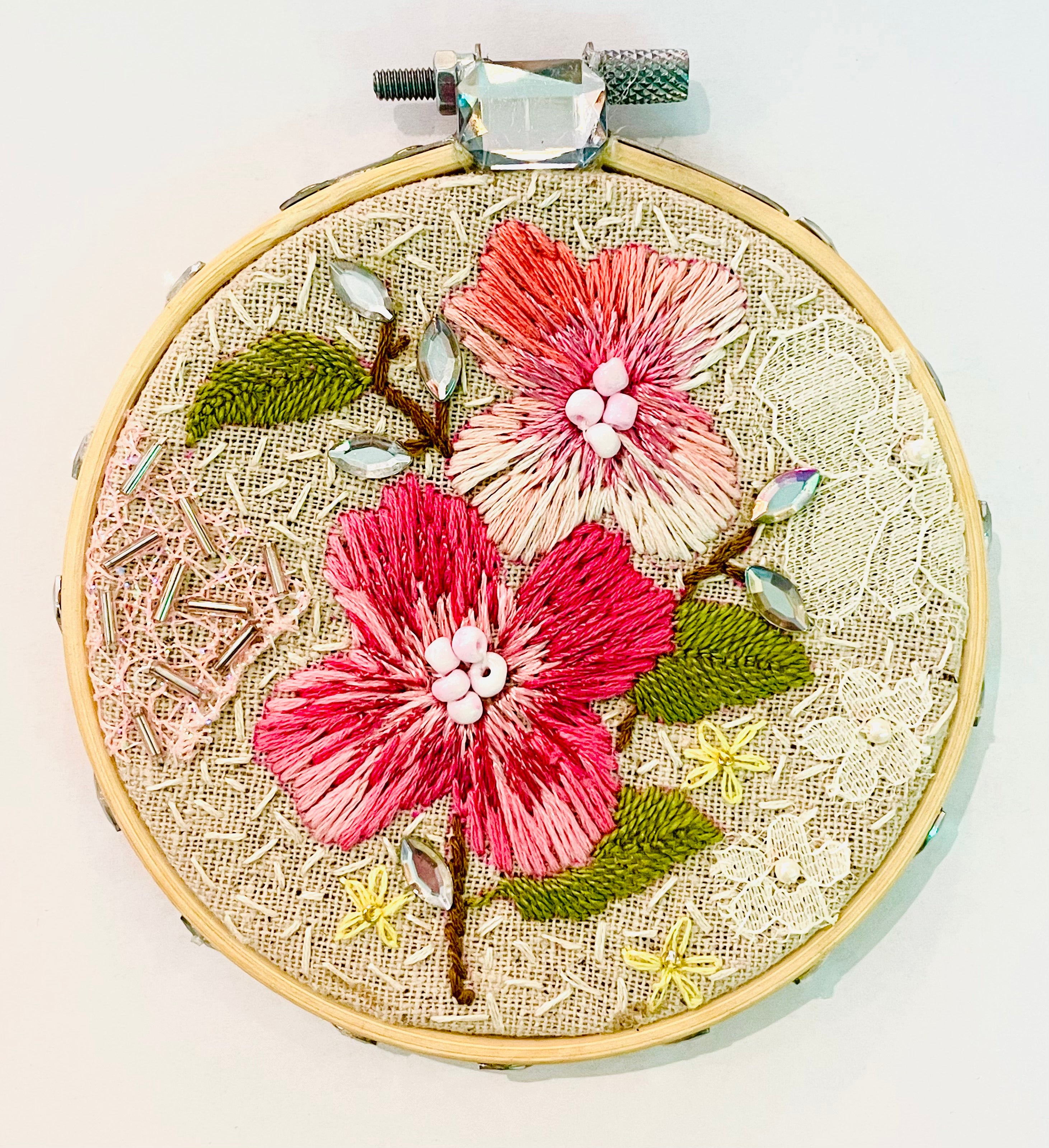 Gloria Ziegler - Original Floral Embroidery + Bead Hoops