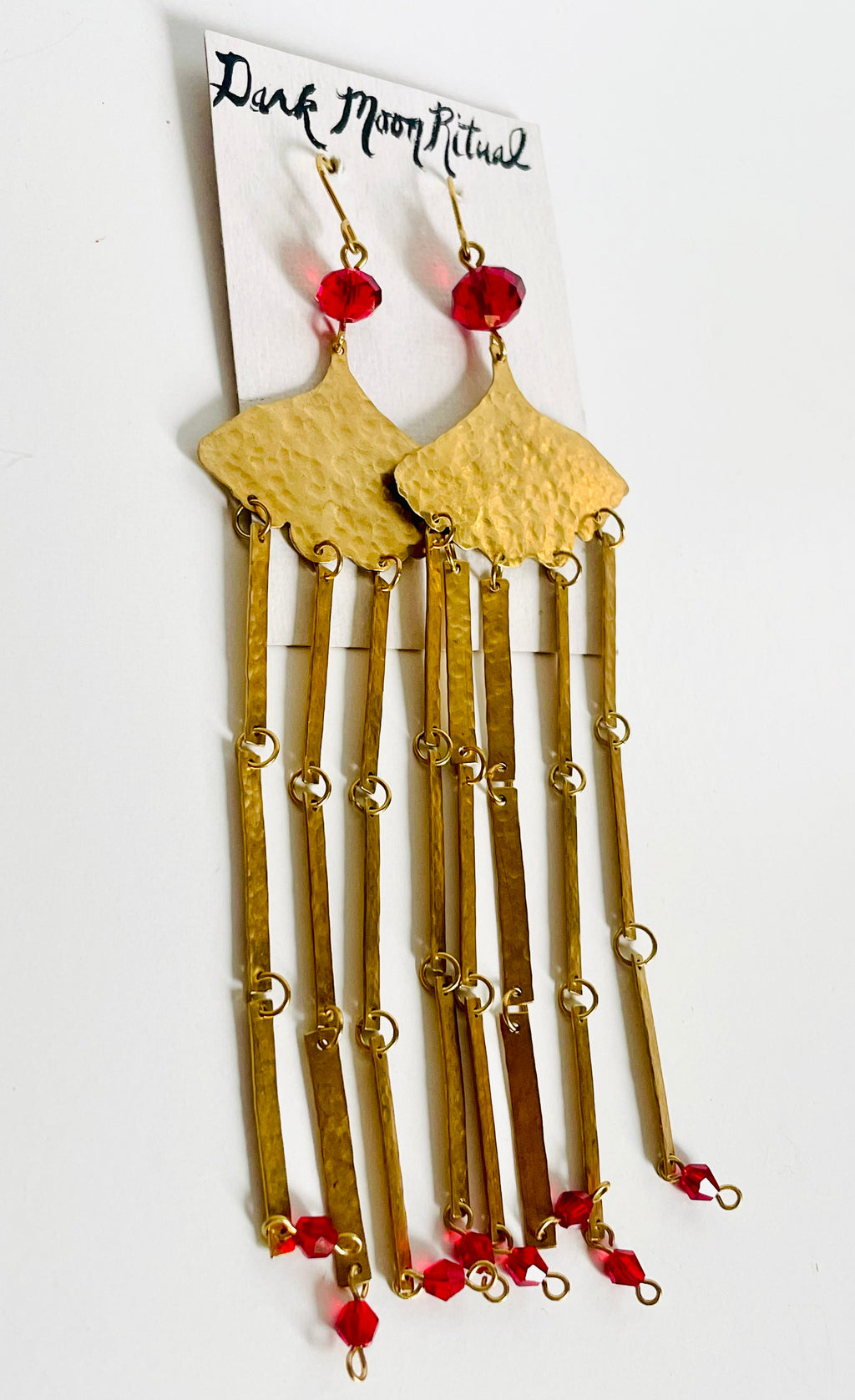Dark Moon Ritual - Brass Dangly Ginko Earrings