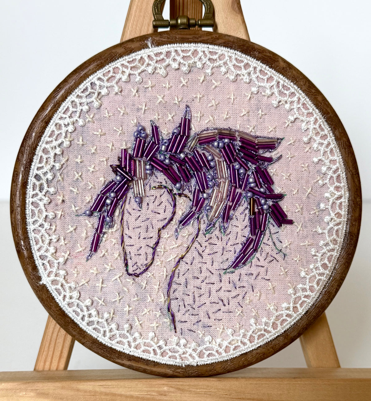 Gloria Ziegler - Original Horse Embroidery + Bead Hoops