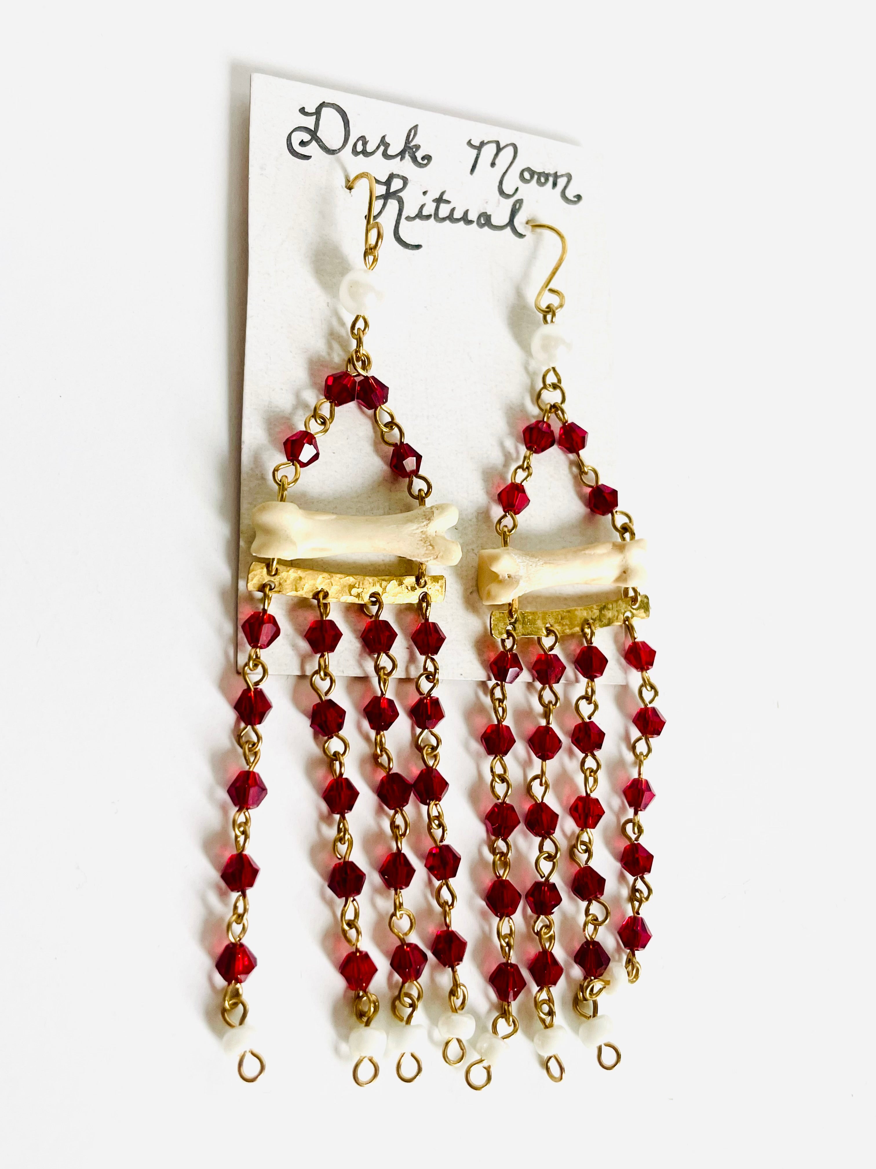 Dark Moon Ritual - Coyote Bone + Bead Earrings