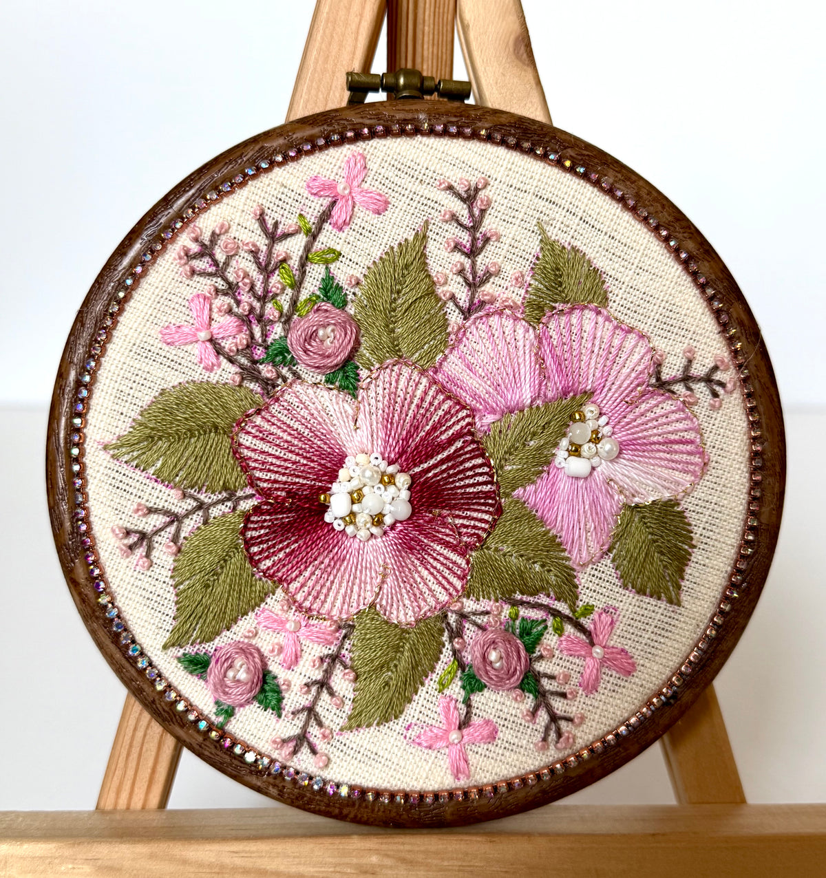 Gloria Ziegler - Original Floral Embroidery + Bead Hoops