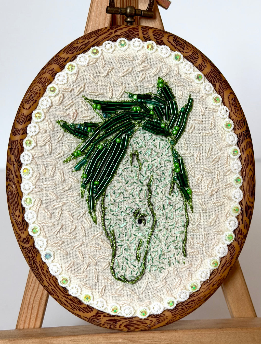 Gloria Ziegler - Original Horse Embroidery + Bead Hoops