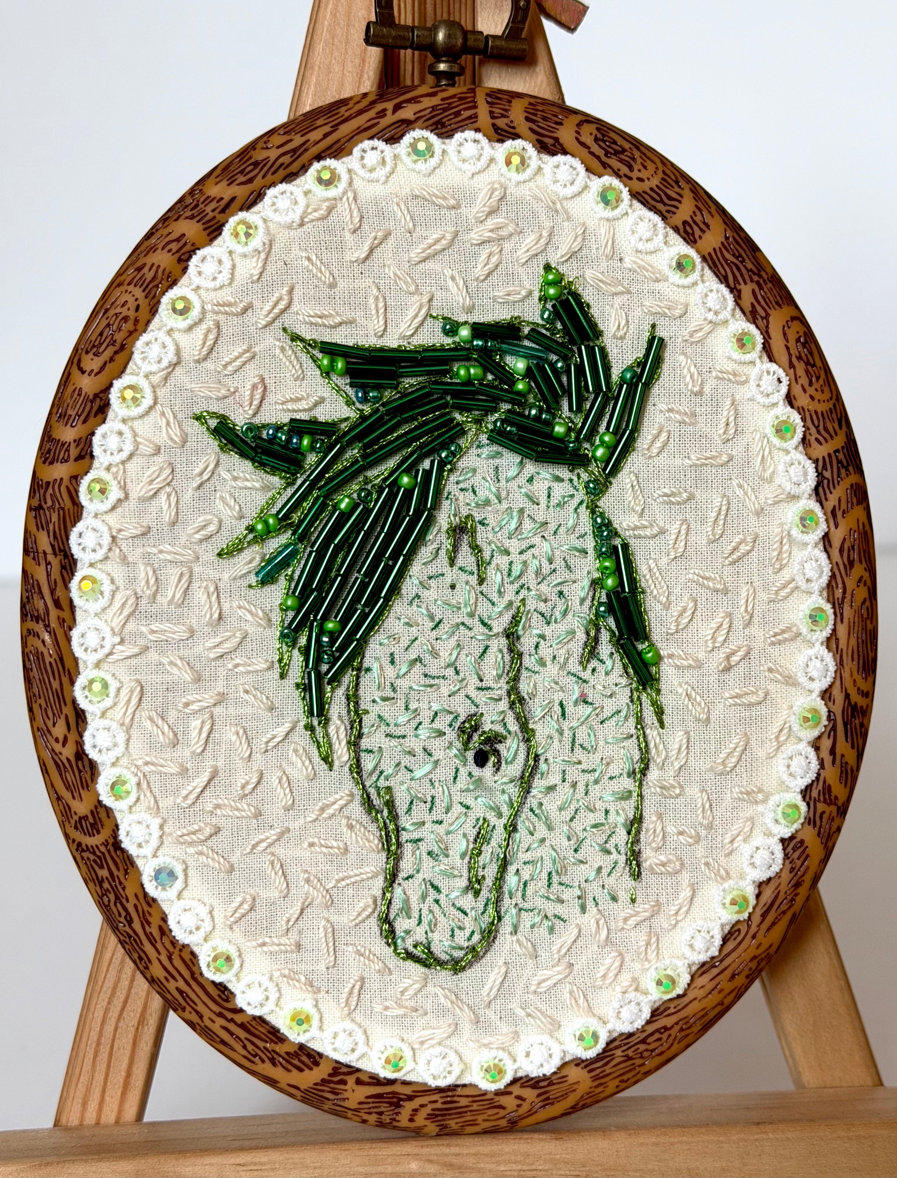 Gloria Ziegler - Original Horse Embroidery + Bead Hoops