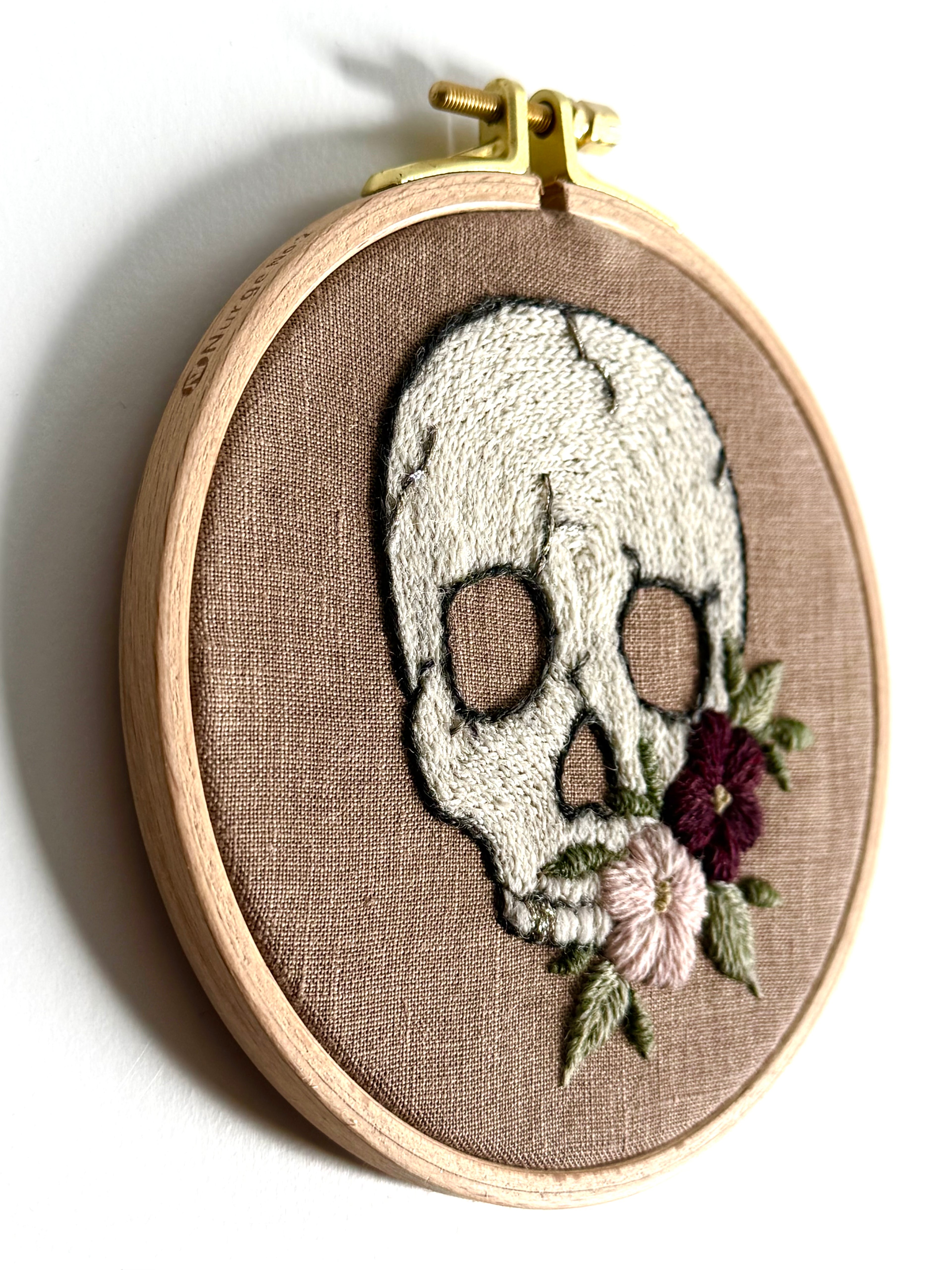 Paige Ream - Skull on Brown Linen