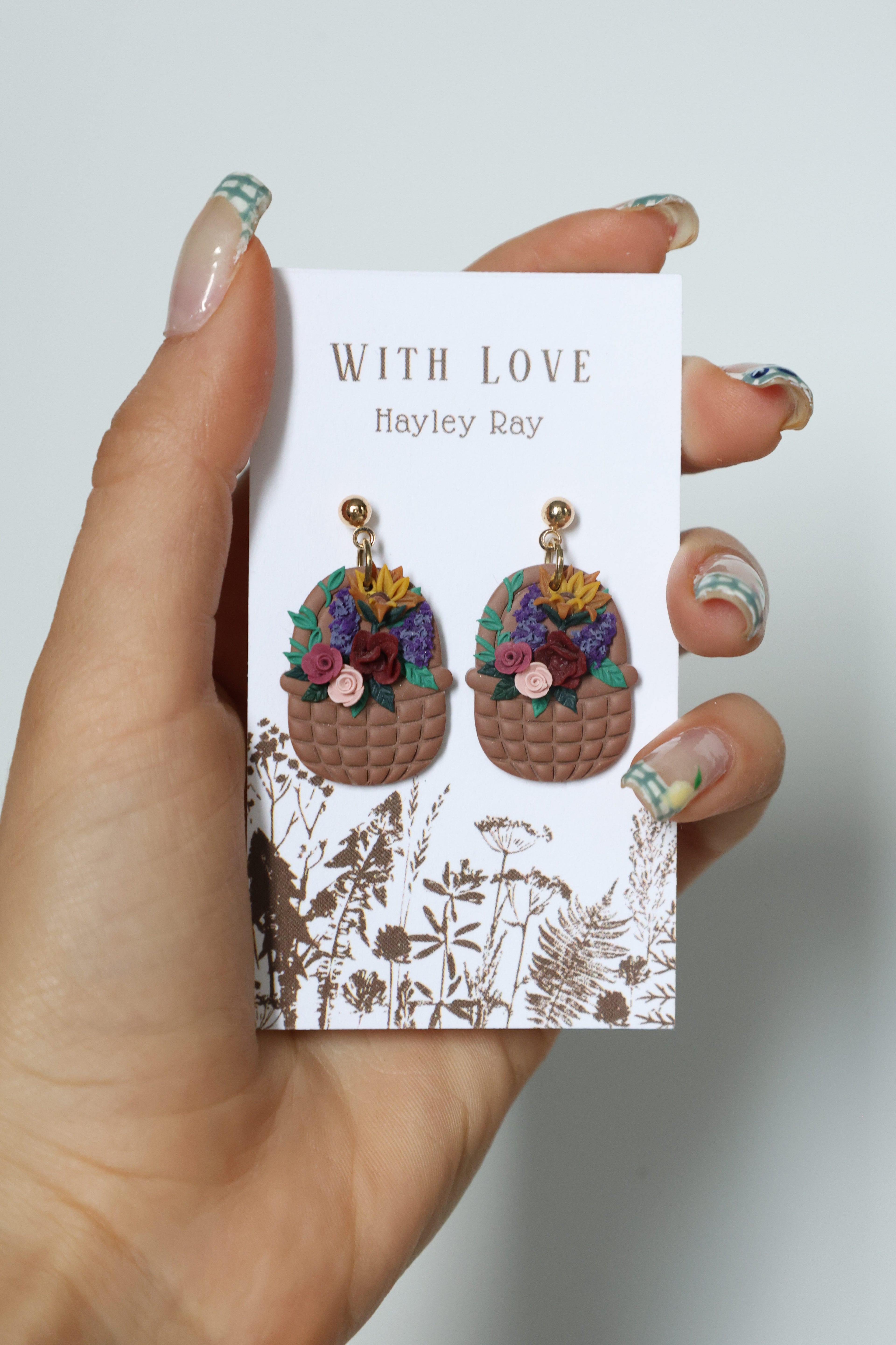 Hunnyhayart - Flower Basket Earrings