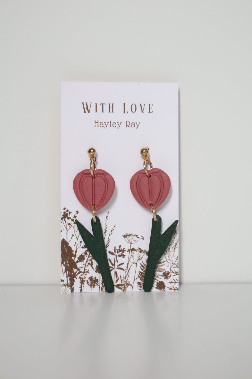 Hunnyhayart - Pink Flower Earrings