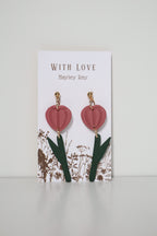 Hunnyhayart - Pink Flower Earrings