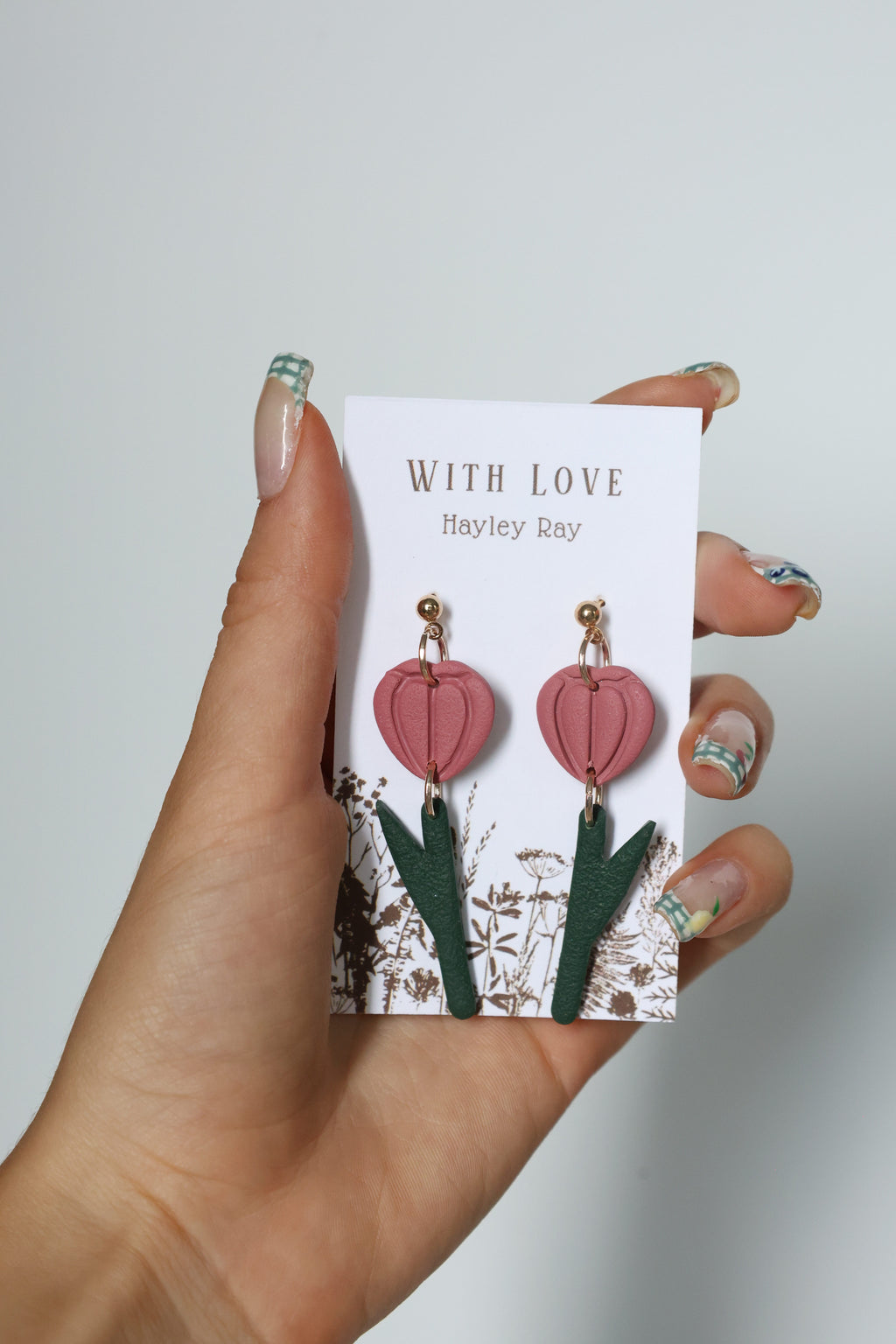 Hunnyhayart - Pink Flower Earrings