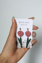Hunnyhayart - Pink Flower Earrings
