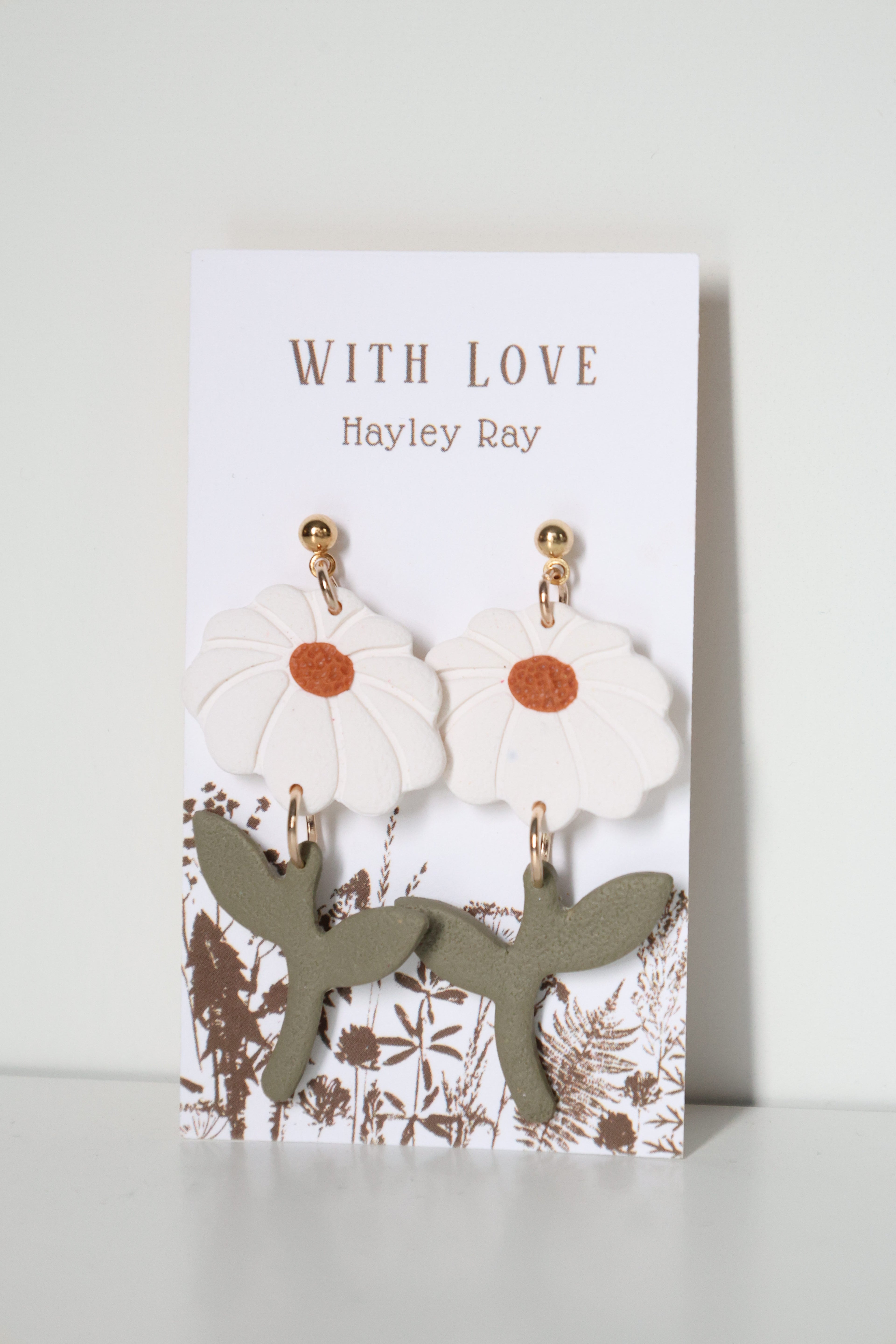 Hunnyhayart - White Flower Earrings