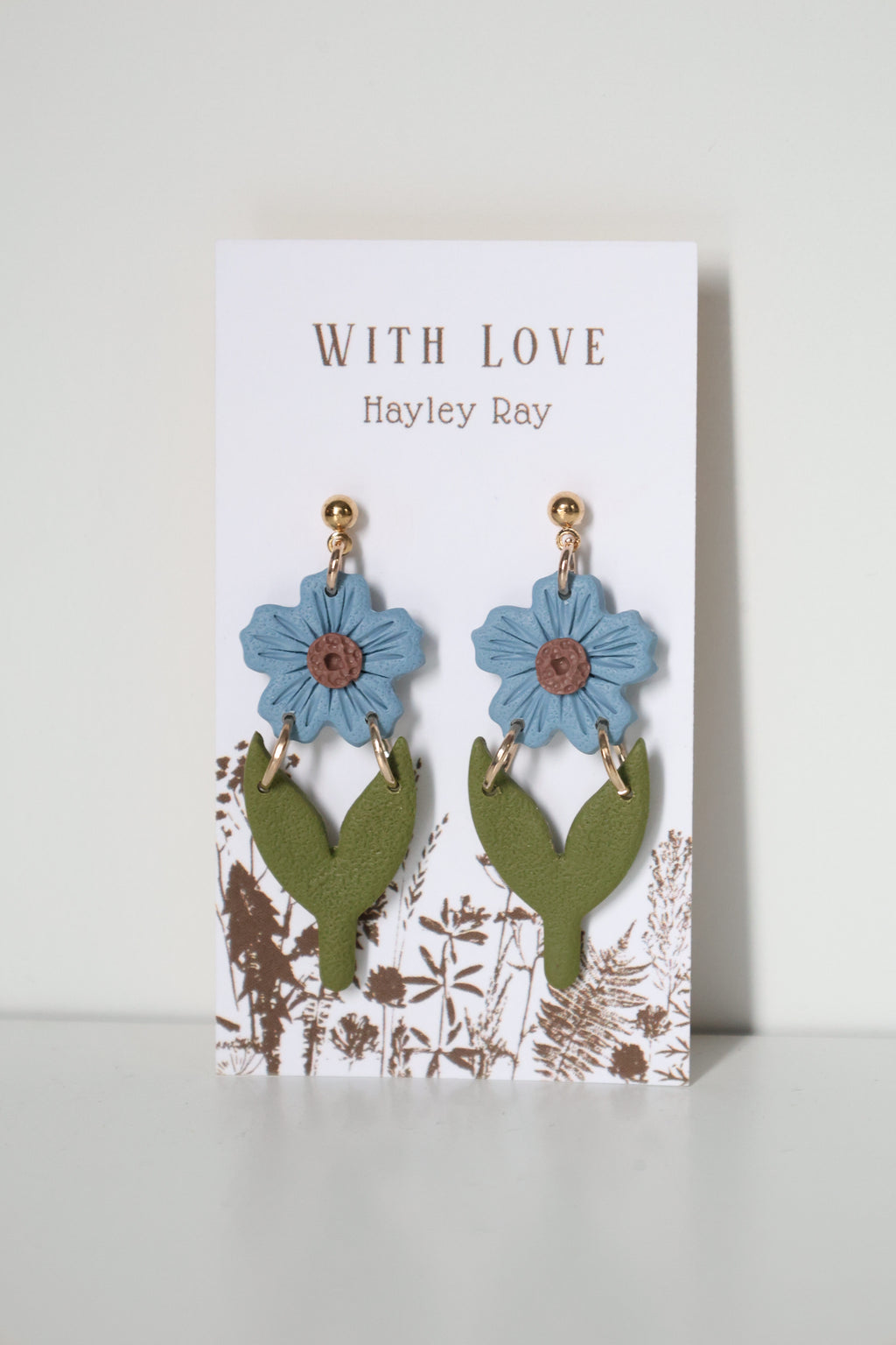 Hunnyhayart - Blue Flower Earrings