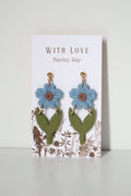 Hunnyhayart - Blue Flower Earrings