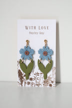 Hunnyhayart - Blue Flower Earrings