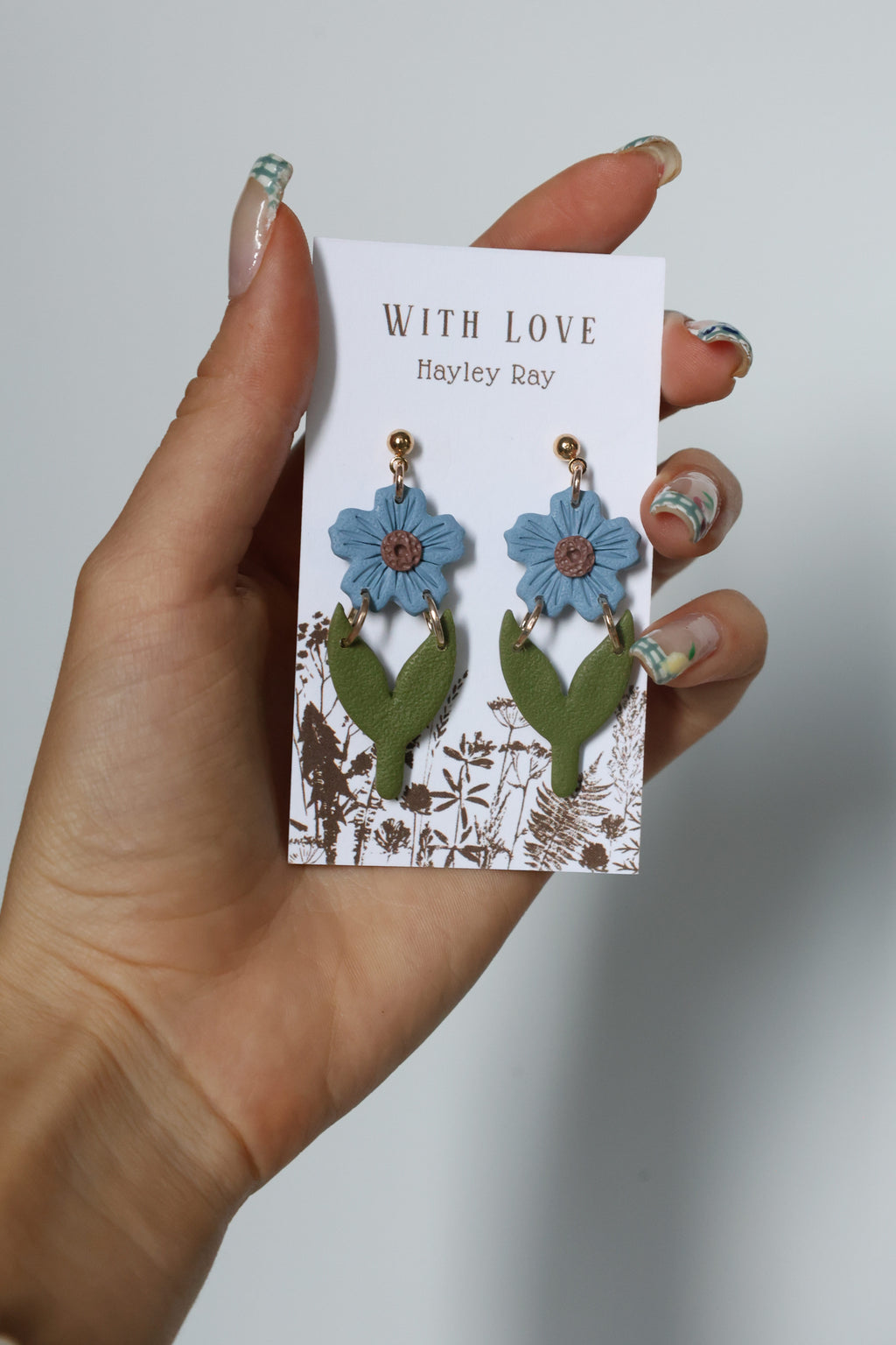 Hunnyhayart - Blue Flower Earrings