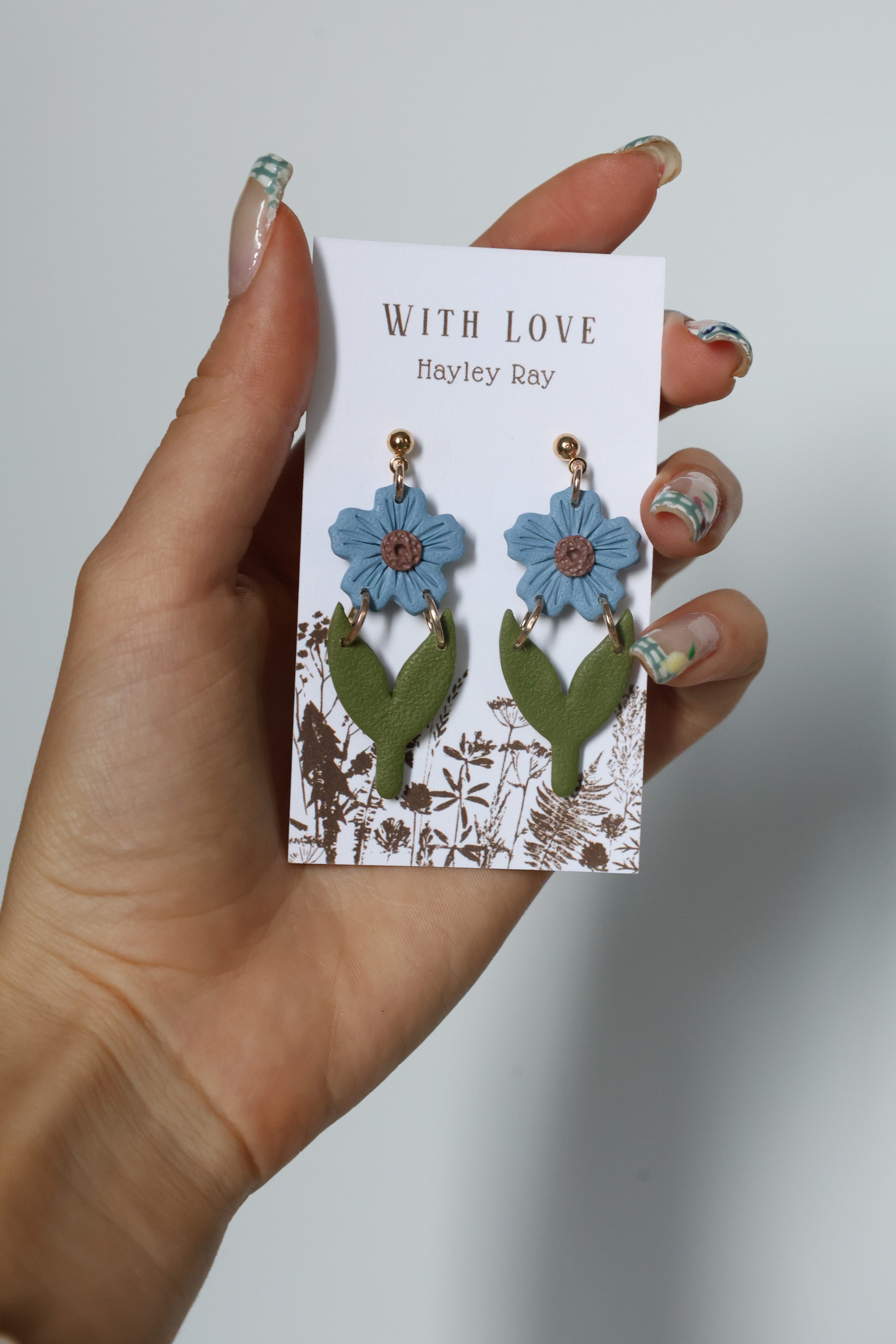 Hunnyhayart - Blue Flower Earrings