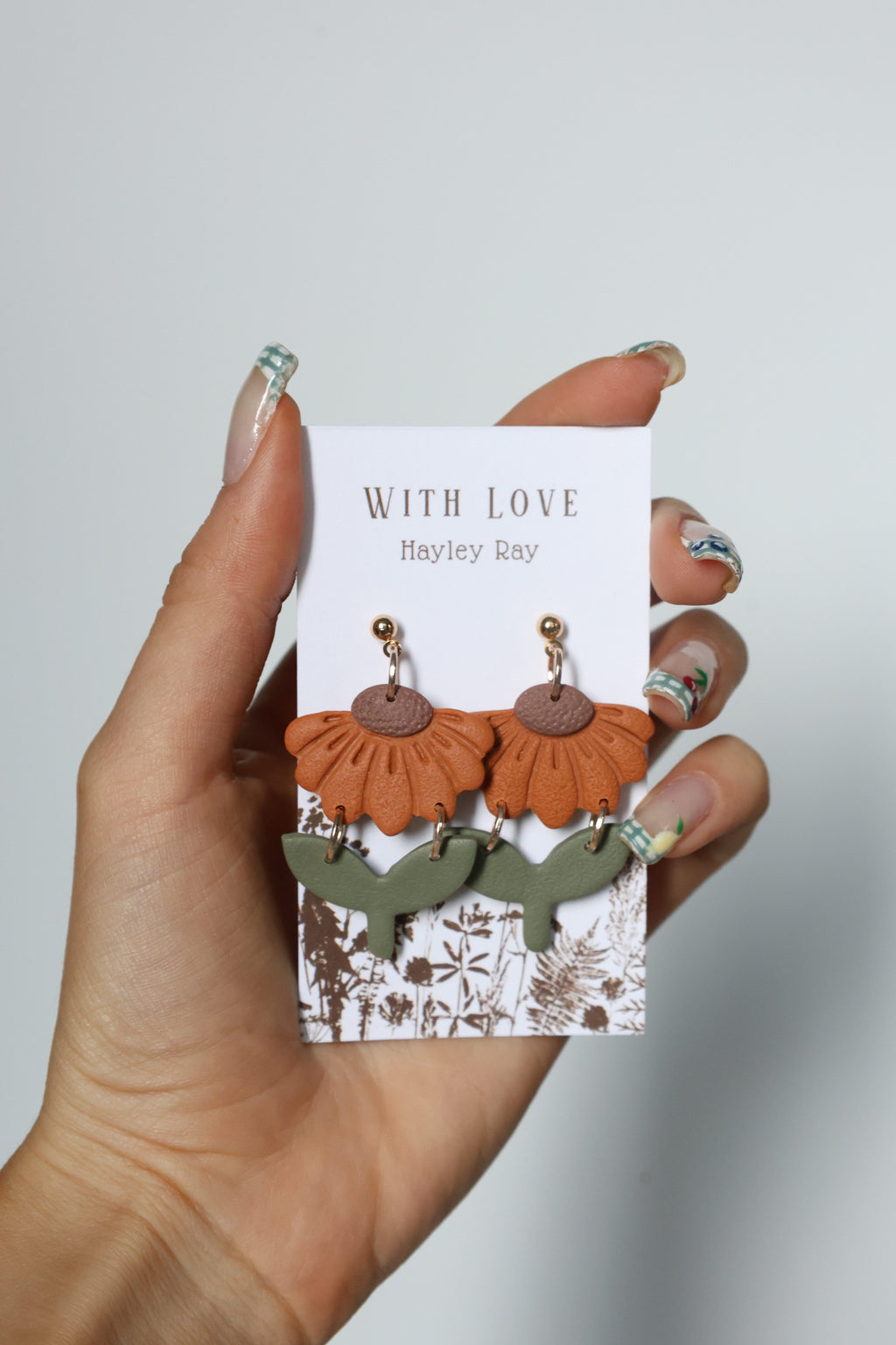 Hunnyhayart - Orange Flower Earrings