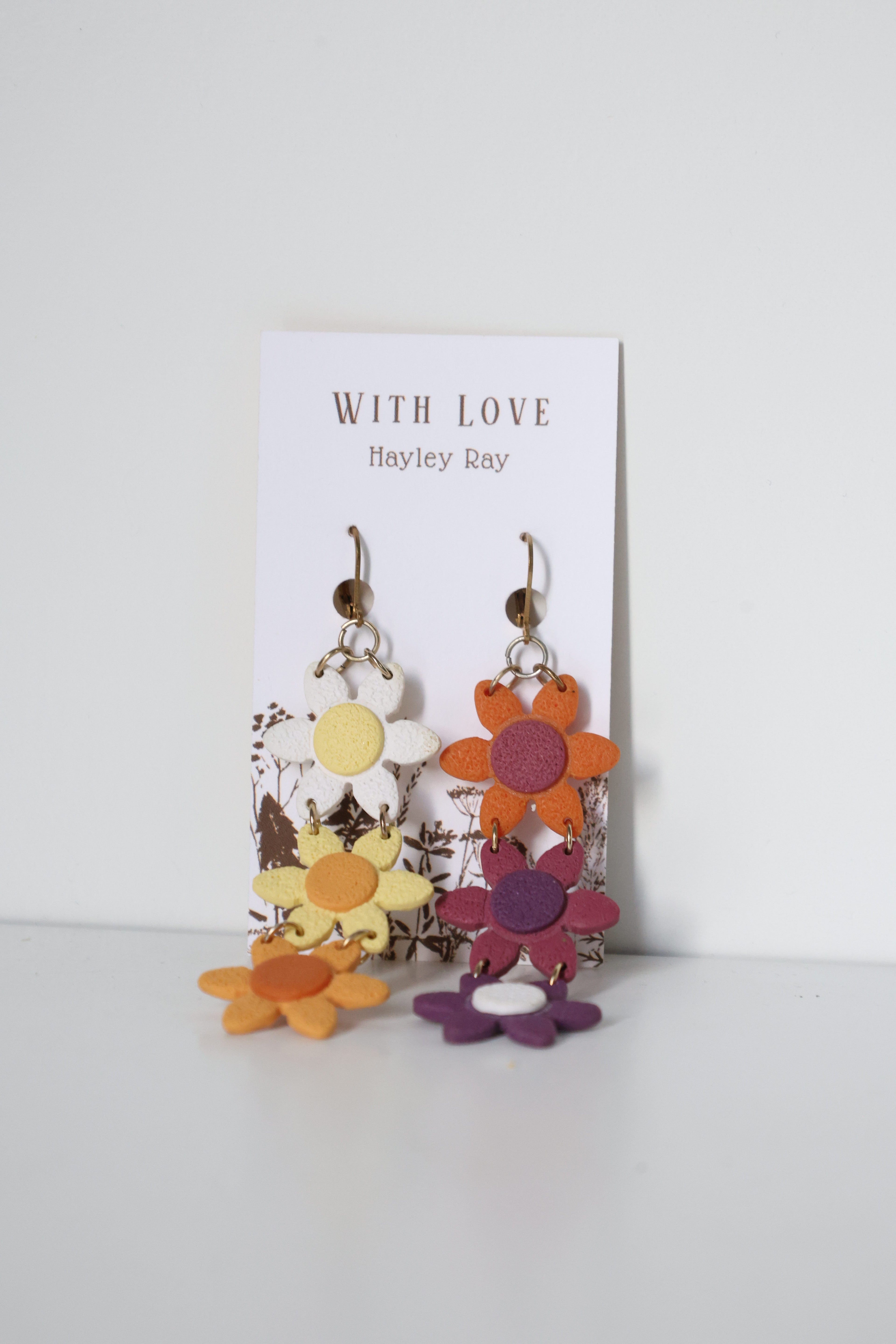 Hunnyhayart - Tri - Colored Flowers Earrings