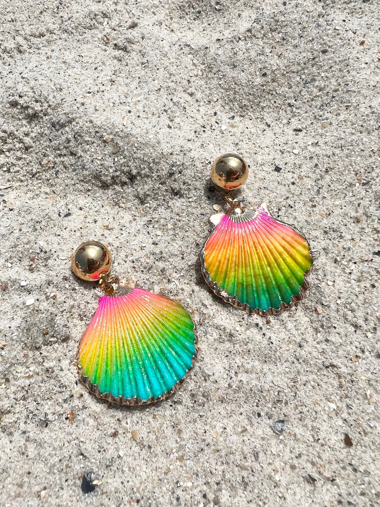 Finds Designs - Rainbow Shell Earrings