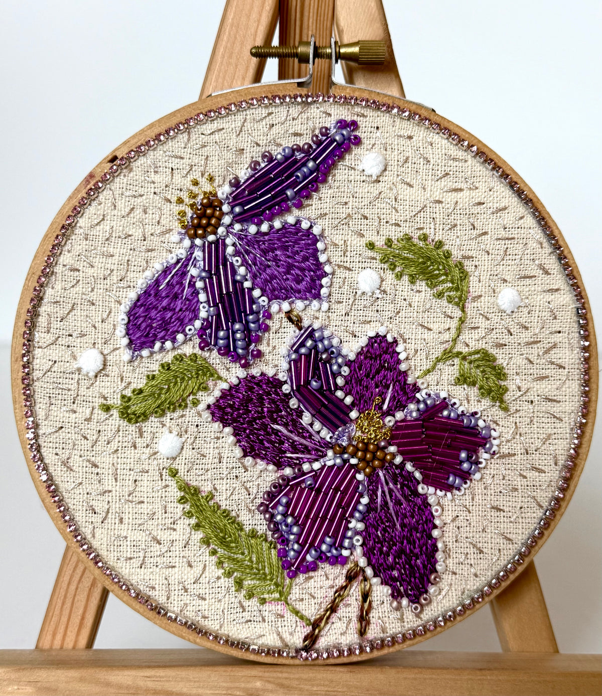 Gloria Ziegler - Original Floral Embroidery + Bead Hoops
