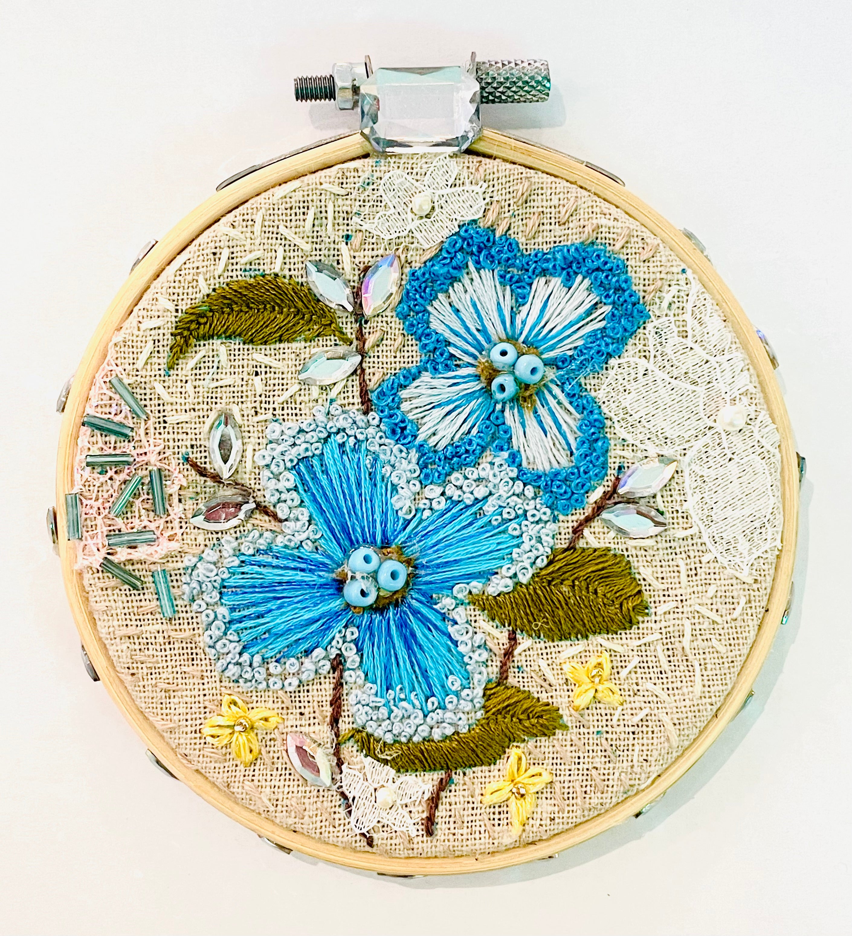 Gloria Ziegler - Original Floral Embroidery + Bead Hoops