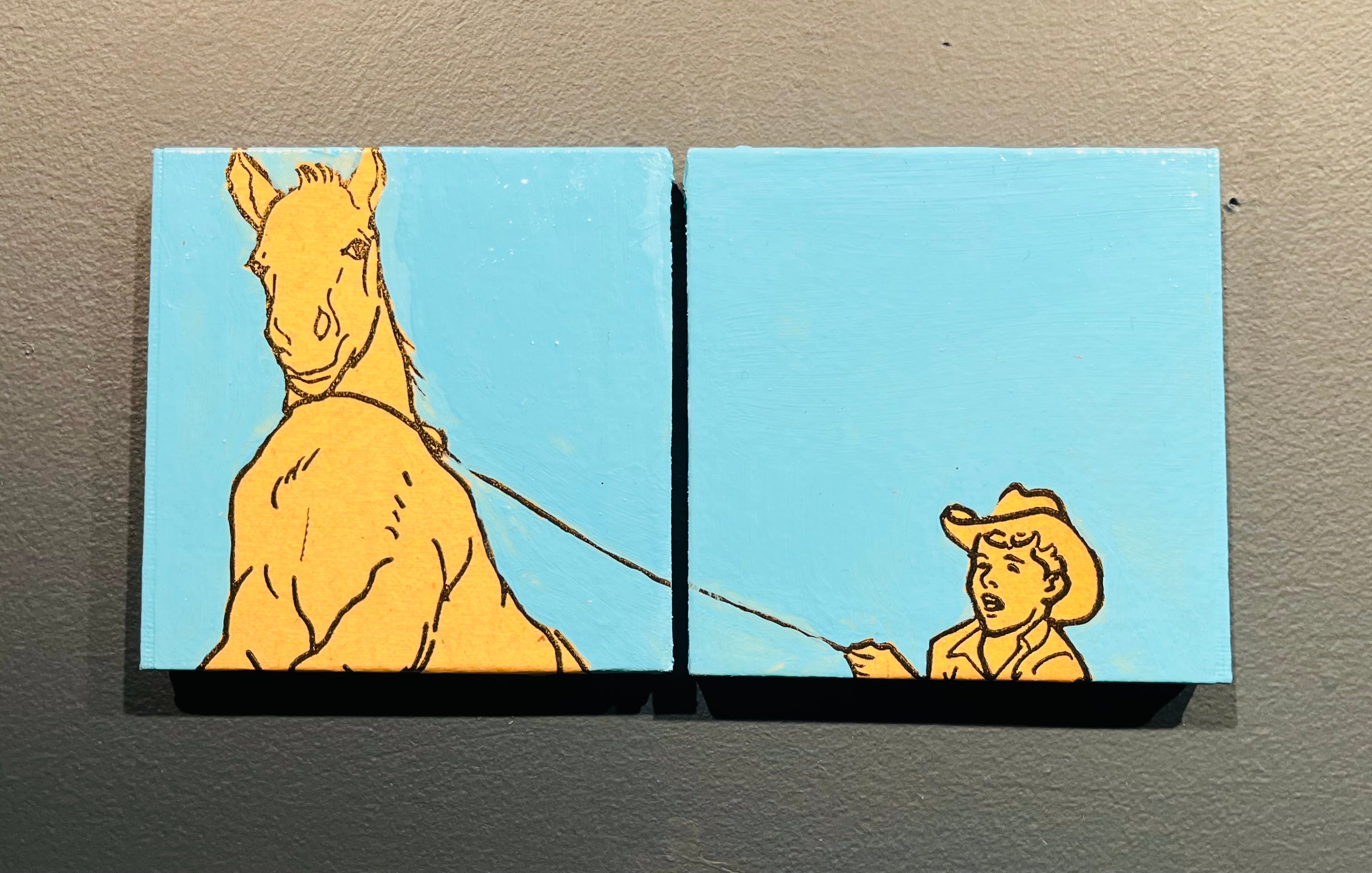 Tiny Art Lady- Cowboy Diptych