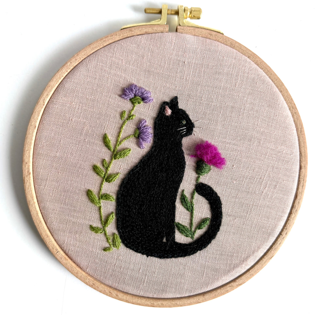 Paige Ream - Black Cat with Purple Flowers