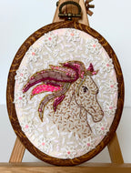 Gloria Ziegler - Original Horse Embroidery + Bead Hoops