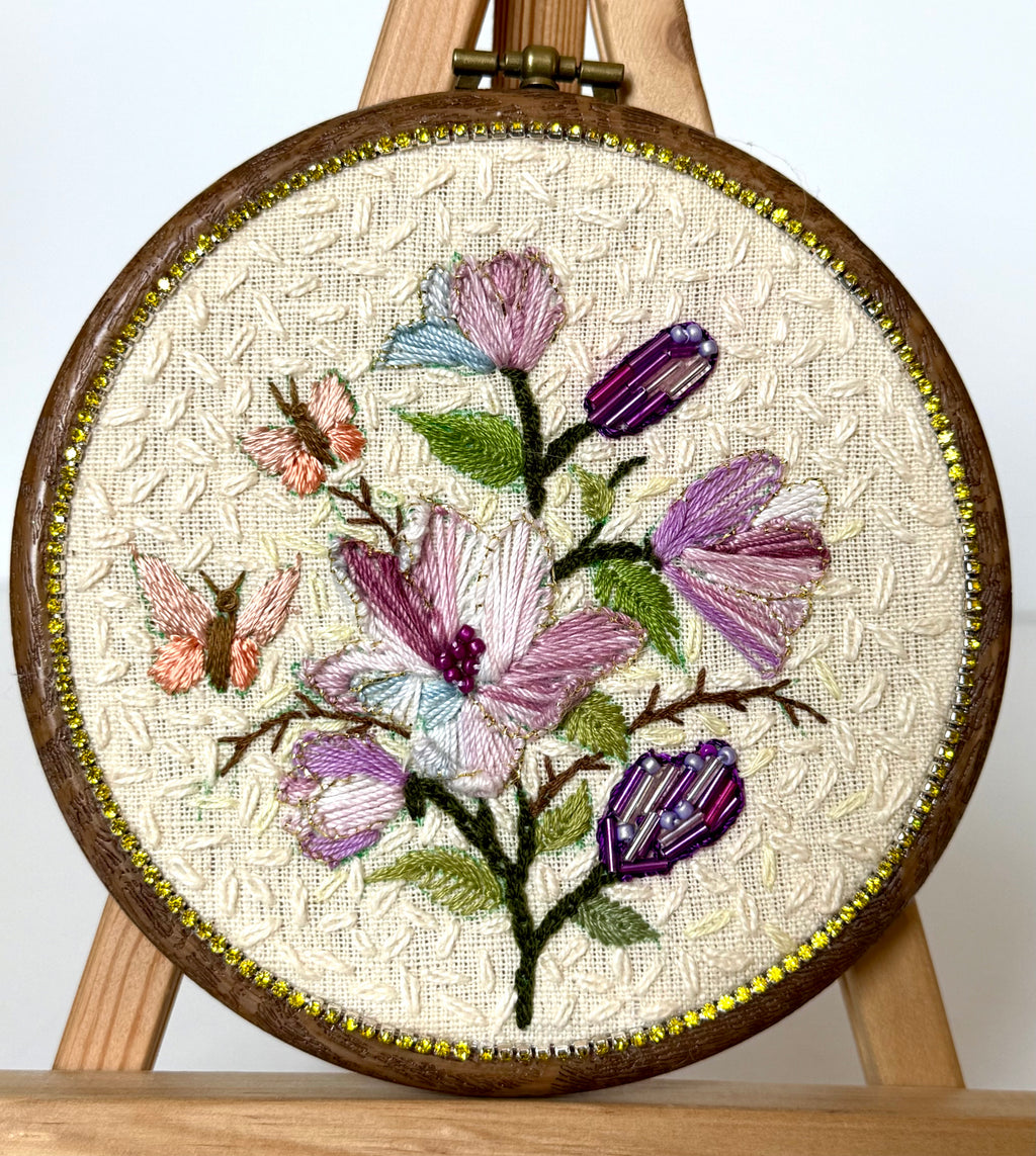 Gloria Ziegler - Original Floral Embroidery + Bead Hoops