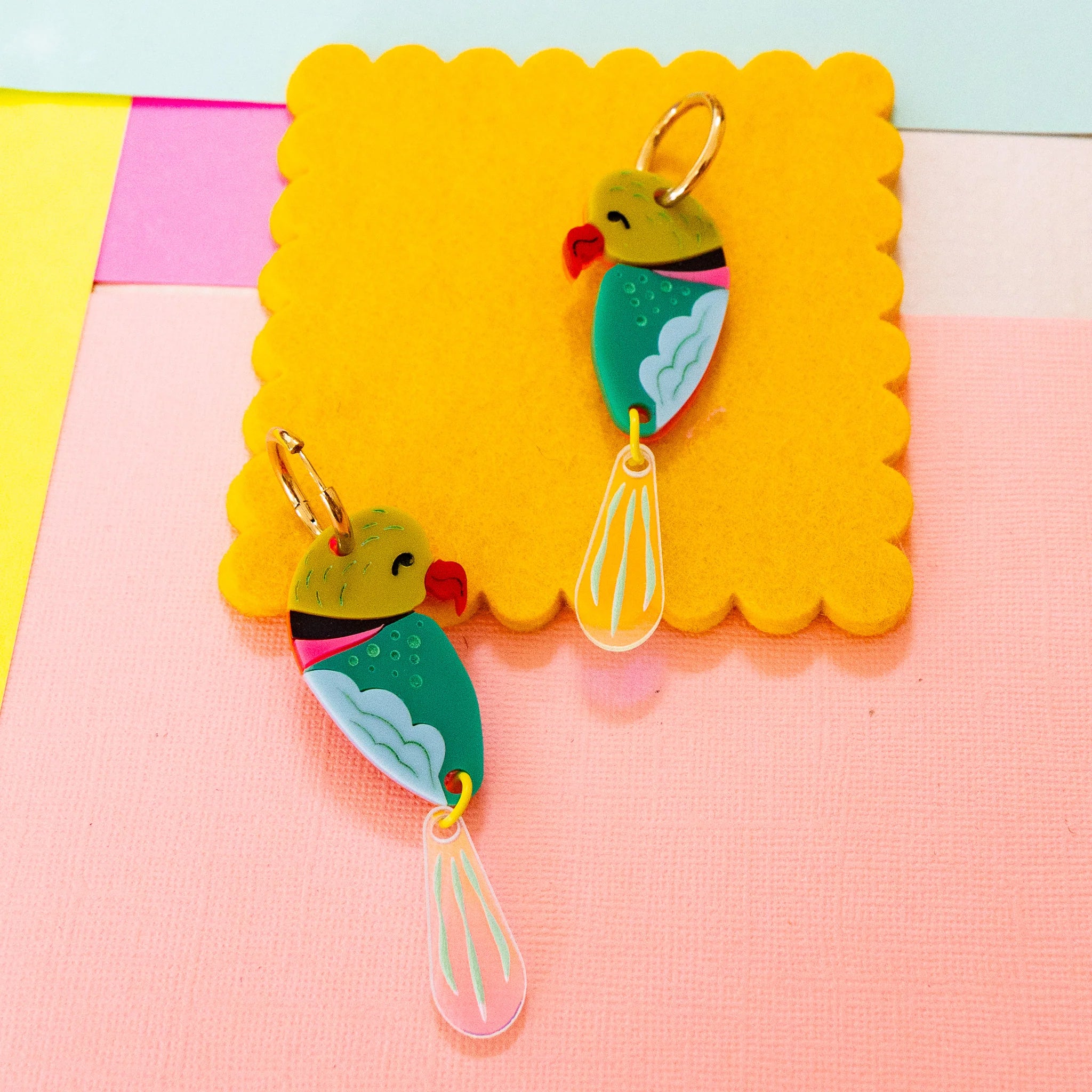 KHROMO+PHILIA - Thieving Green Parrot Earrings