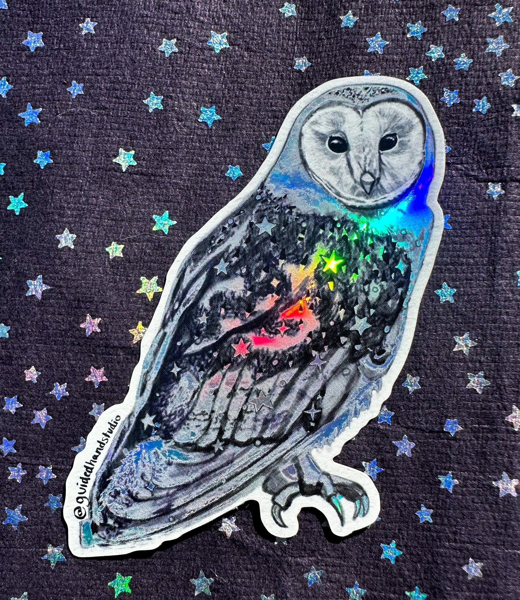 Guided Hand Studio - Holographic Barn Owl Sticker