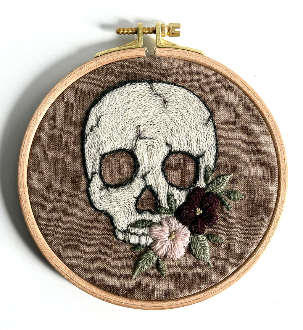 Paige Ream - Skull on Brown Linen