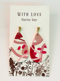 Hunnyhayart - Pink Abstract Tear Drop Earrings