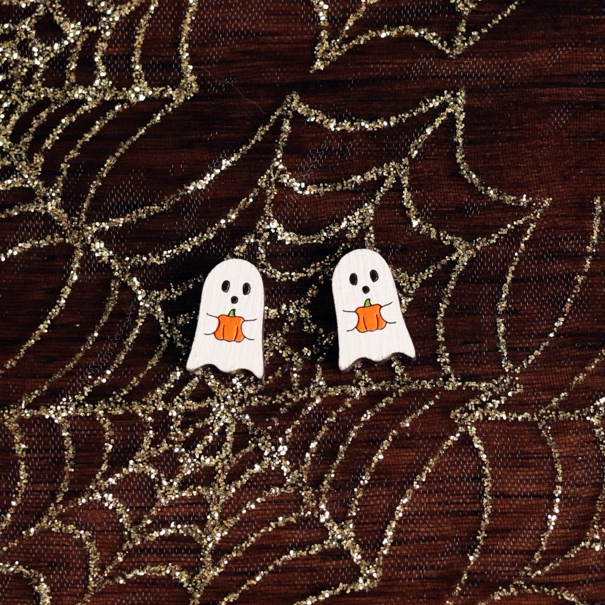 Le Chic Miami - Ghost Orange Pumpkin Studs