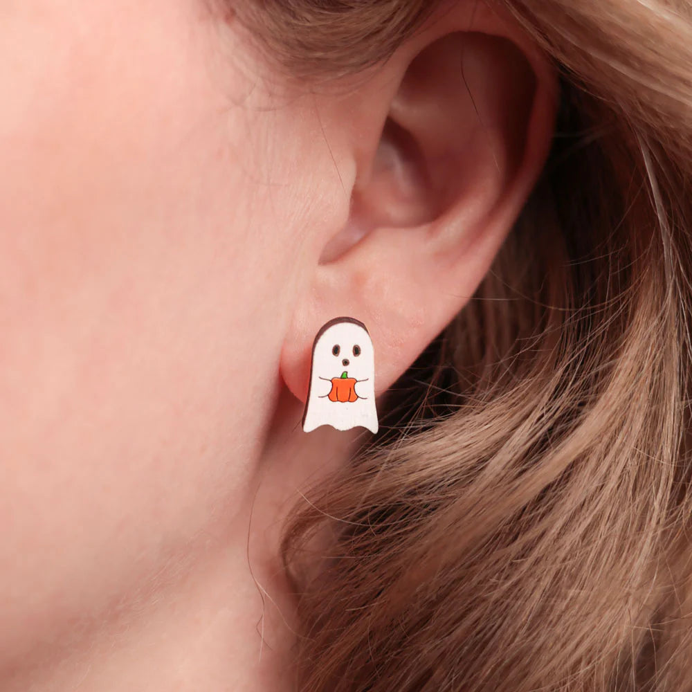 Le Chic Miami - Ghost Orange Pumpkin Studs