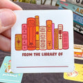 Comfhaus - White Stack of Books Bookplate Sticker