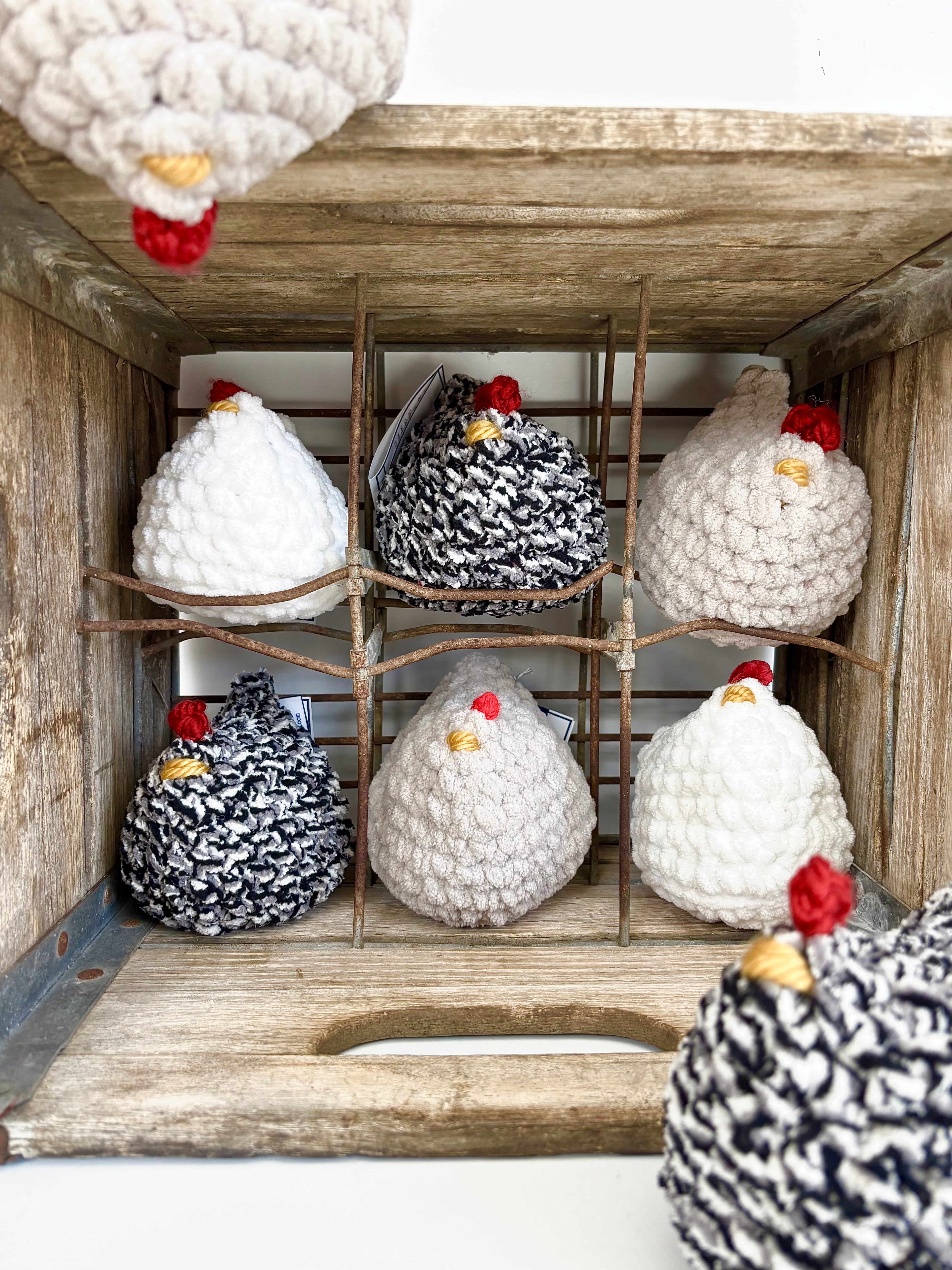 Gretchen Leachman - Hand Crocheted Chunky Chickens
