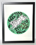 Fox Grove Art - Framed Hare and Hedge Color
