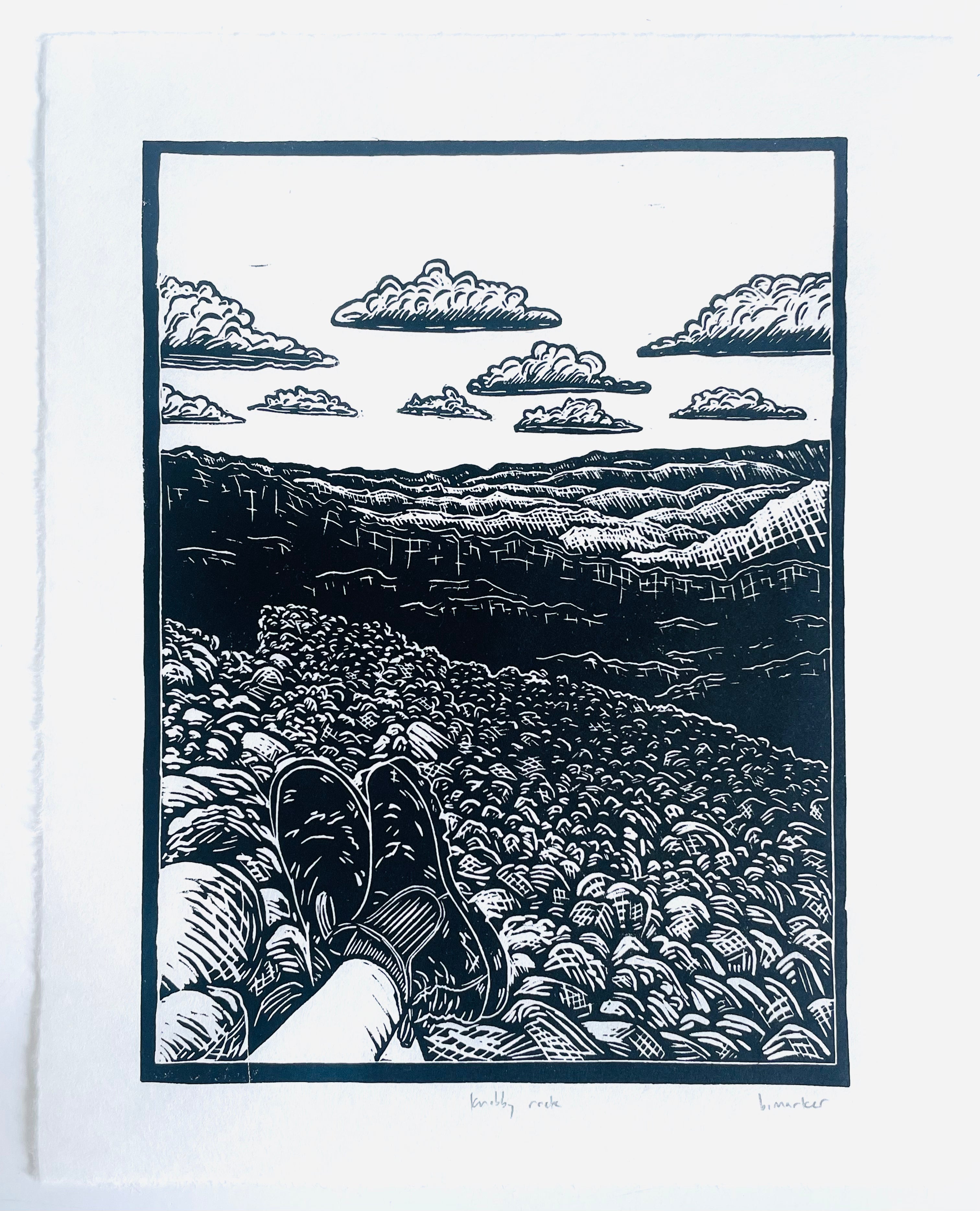 House of Figs Studio - Mountain Overlook w/ Boots Lino Print