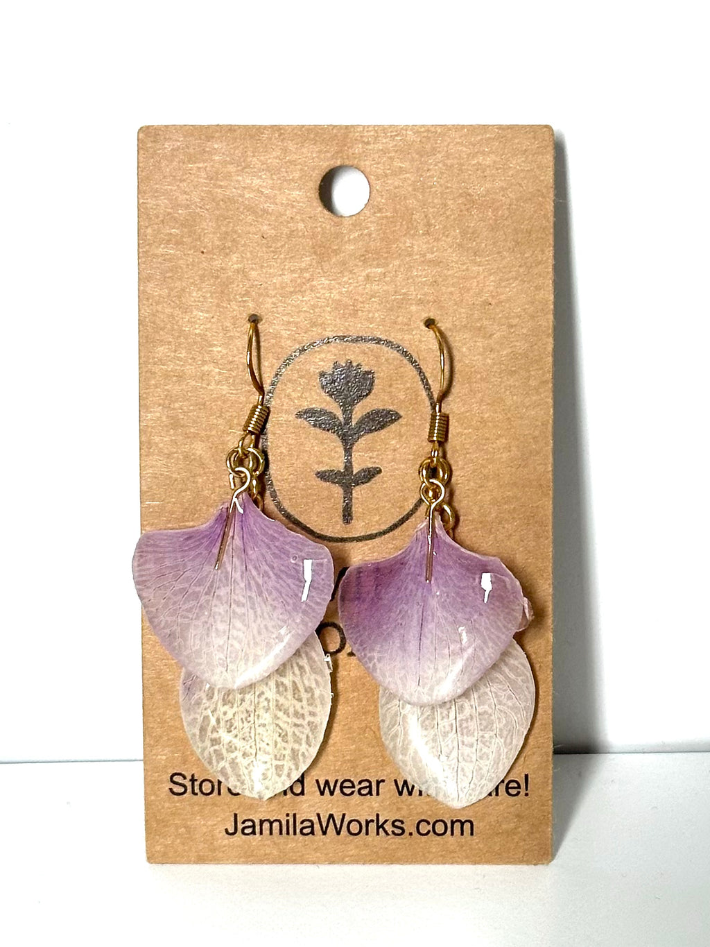 JamilaWorks - White-Purple Orchid Earrings