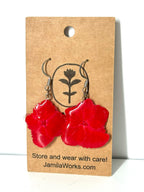 JamilaWorks - Red Hydrangea Petal Earrings