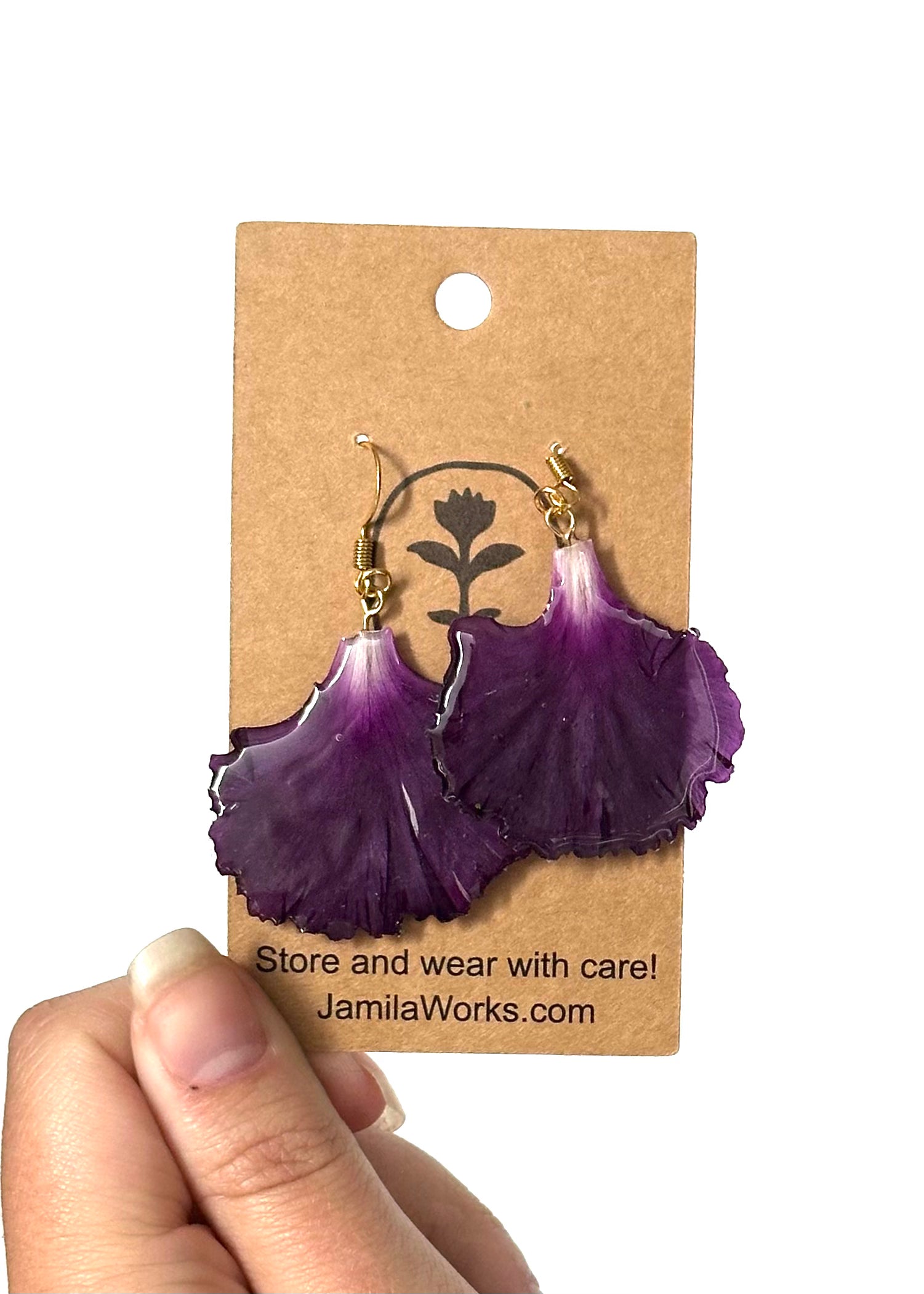 JamilaWorks - Royal Purple Carnations Earrings