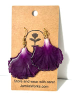 JamilaWorks - Royal Purple Carnations Earrings