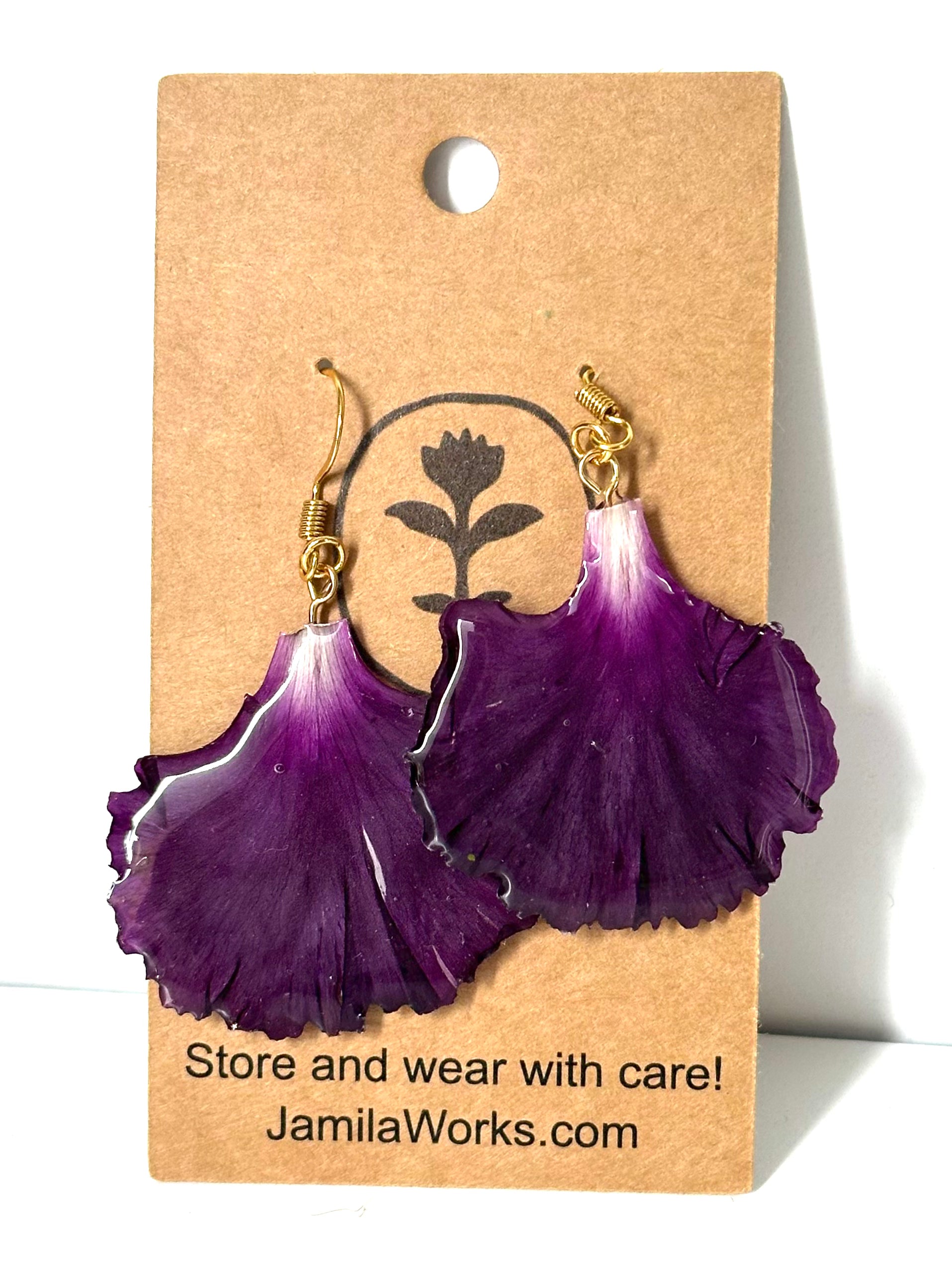 JamilaWorks - Royal Purple Carnations Earrings