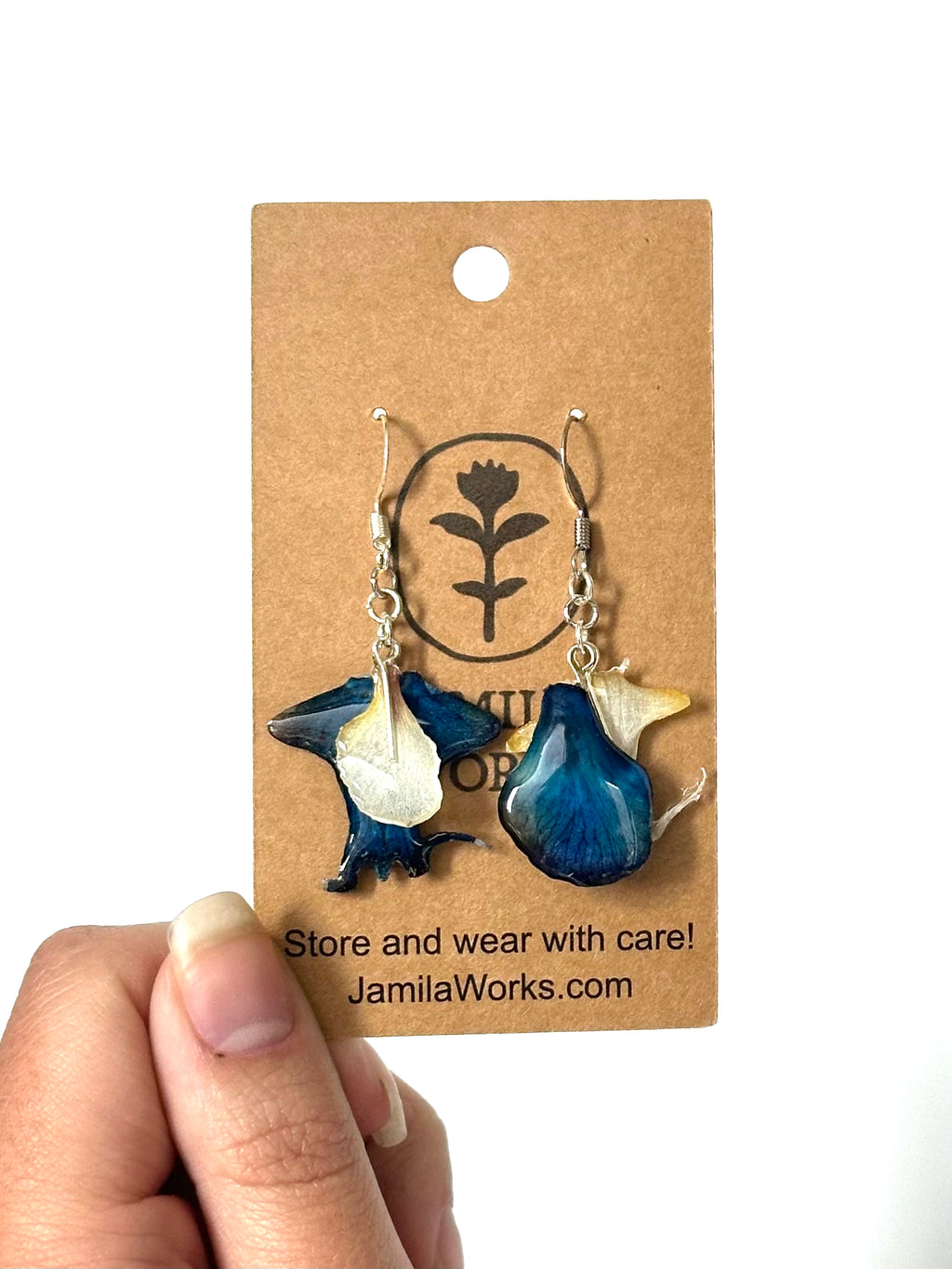 JamilaWorks - Blue + White Mini Orchid Earrings
